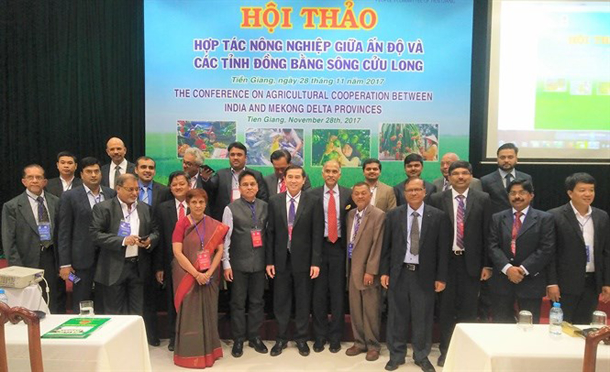 Các đại biểu tại hội thảo “Hợp tác nông nghiệp giữa Ấn Độ và các tỉnh Đồng bằng sông Cửu Long” tổ chức ở Tiền Giang hồi cuối tháng 11.