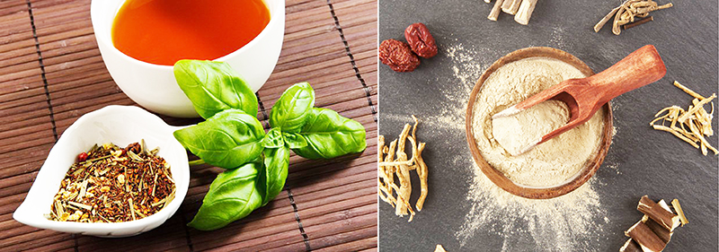 Những giải pháp vượt qua tình trạng mệt mỏi Trà húng quế và nhân sâm Ấn Độ giúp giảm mệt mỏi nhanh chóng. Ảnh: Boldsky