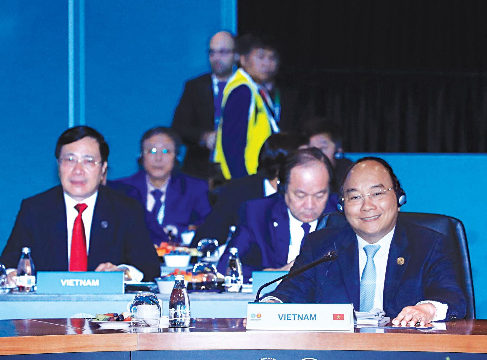 Thủ tướng Nguyễn Xuân Phúc dự Phiên họp Toàn thể về Tăng cường kết nối ASEAN-Australia, Đối tác kinh tế ASEAN-Australia và Hợp tác chống khủng bố ASEAN-Australia. Ảnh: THỐNG NHẤT-TTXVN
