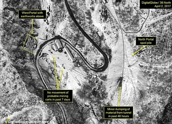 Bãi thử hạt nhân Punggye-ri của Triều Tiên. Nguồn: AP/TTXVN