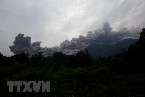 Núi lửa Fuego tại Alotenango, Sacatepequez, Guatemala phun trào ngày 3-6. Nguồn: EFE/TTXVN