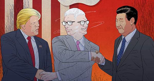 Tim Cook “kẹt” giữa Mỹ và Trung Quốc. Ảnh: NYT