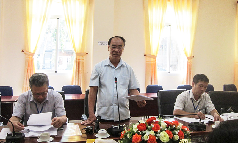Ông Nguyễn Huy Bằng, Chánh Thanh tra Bộ GD&ĐT phát biểu tại buổi làm việc.