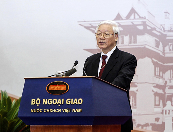 Tổng Bí thư Nguyễn Phú Trọng phát biểu chỉ đạo hội nghị. Ảnh: LÂM KHÁNH – TTXVN