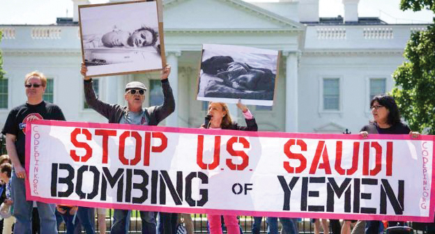 Biểu tình ở Mỹ phản đối không kích Yemen. Ảnh: AFP