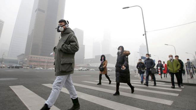 Không khí ô nhiễm nặng tại Thủ đô Bắc Kinh, Trung Quốc. Ảnh: BBC