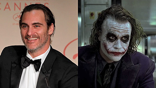 Joaquin Phoenix (trái) và vai diễn Joker trong “Joker”.