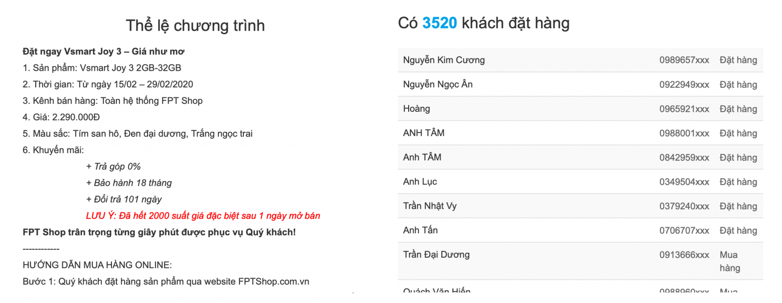 Vsmart Joy 3 cháy hàng ở hàng loạt các hệ thống lớn