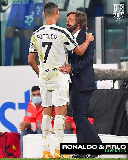 Juventus tin vào “quý ông lịch lãm” Ronaldo giúp HLV Pirlo (phải) có màn khởi đầu mỹ mãn. Ảnh: BR