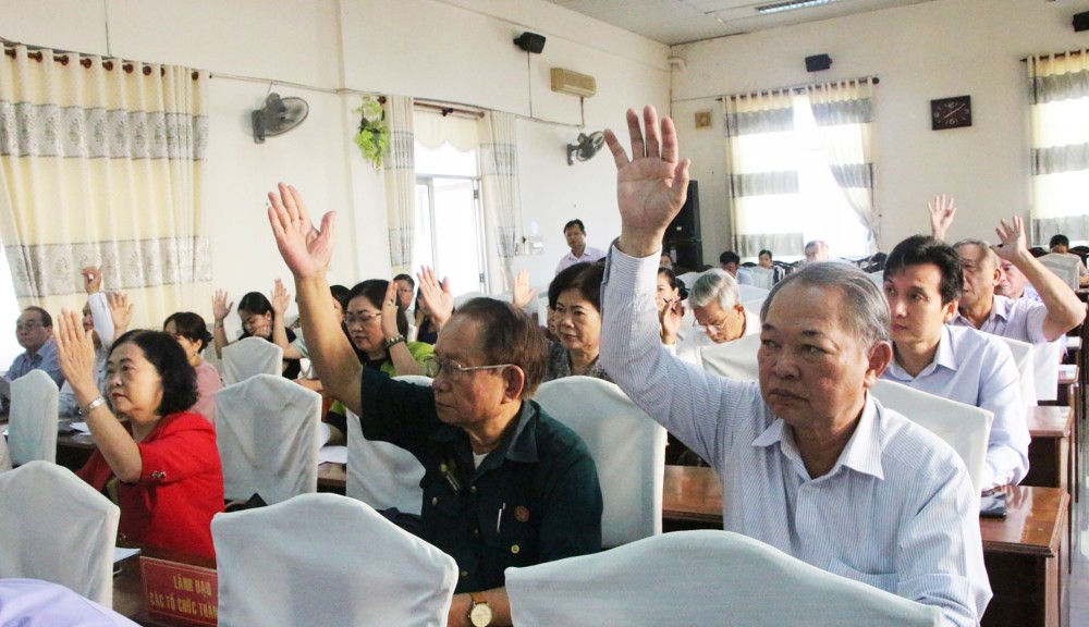 Hiệp thương lập danh sách sơ bộ những người ứng cử đại biểu Quốc hội, đại biểu HĐND thành phố Các tổ chức thành viên của Ủy ban MTTQVN thành phố biểu quyết thống nhất lập danh sách sơ bộ những người ứng cử đại biểu HĐND thành phố nhiệm kỳ 2021-2026.