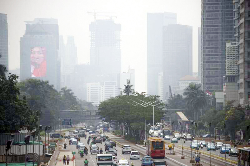 Không khí ở thủ đô Jakarta của Indonesia bị ô nhiễm nặng nề.