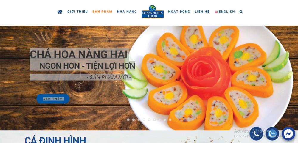 Đón xu thế để chuyển đổi số thành công Website quảng bá sản phẩm của Công ty CP Thực phẩm Phạm Nghĩa được thiết kế bắt mắt, thu hút.