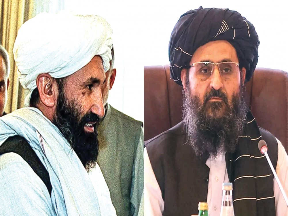 Quyền Thủ tướng Hasan Akhund (trái) và cấp phó Ghani Baradar trong chính phủ lâm thời ở Afghanistan. Ảnh: timesofindia