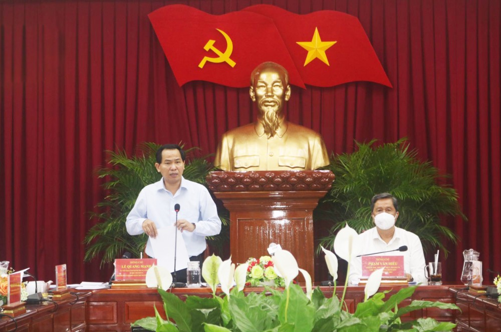 Bí thư Thành ủy Lê Quang Mạnh  phát biểu chỉ đạo.