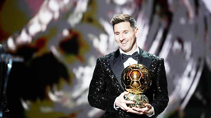 Đây là lần thứ bảy trong sự nghiệp Messi đoạt Quả bóng vàng, sau các năm 2009, 2010, 2011, 2012, 2015 và 2019. Ảnh: sportbible