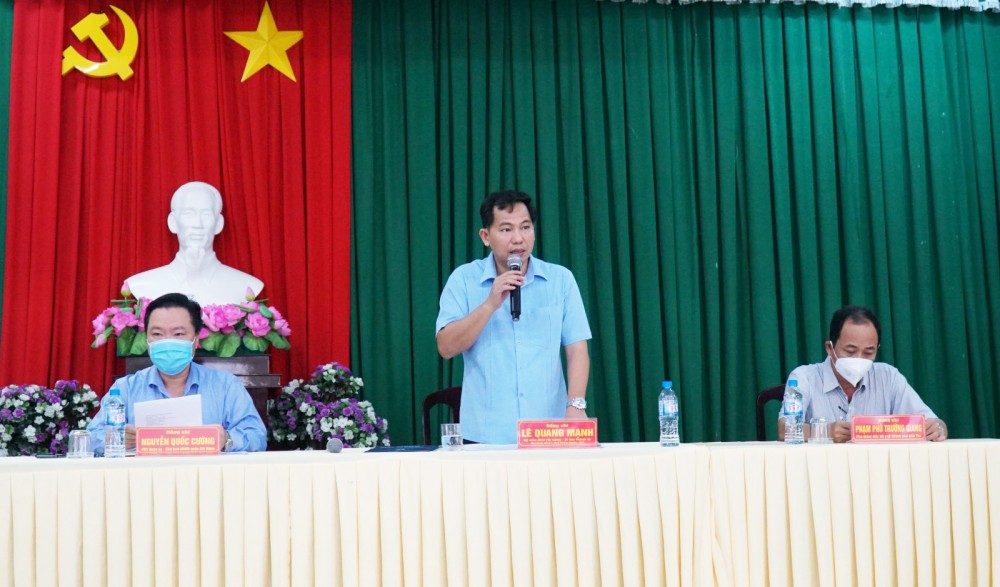 Đồng chí Lê Quang Mạnh, Ủy viên Trung ương Đảng, Bí thư Thành ủy phát biểu tại buổi làm việc. Ảnh: ANH DŨNG