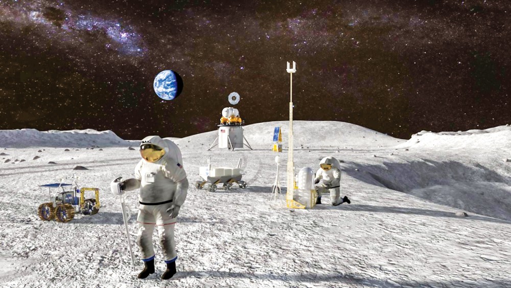 Đồ họa mô phỏng công việc trên Mặt trăng theo chương trình Artemis. Ảnh: NASA