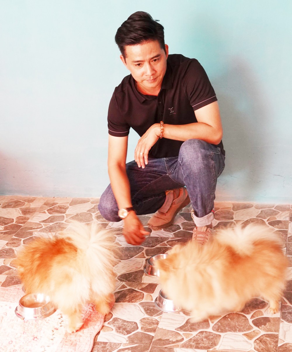 Thành công với trại nhân giống chó Pom Anh Khang cho chó Pom ăn.