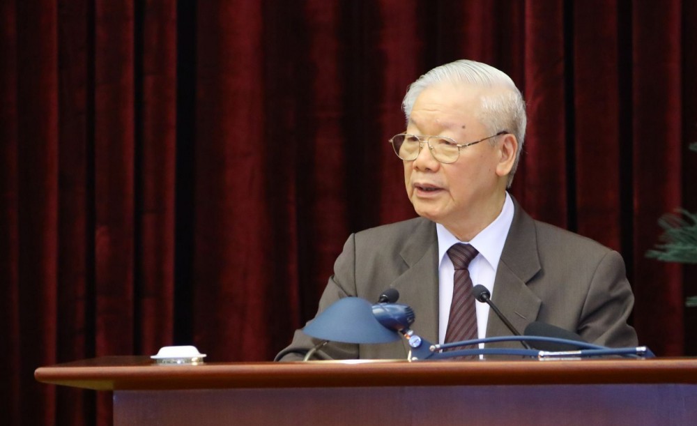 Tổng Bí thư Nguyễn Phú Trọng phát biểu kết luận hội nghị. Ảnh: VĂN ĐIỆP – TTXVN