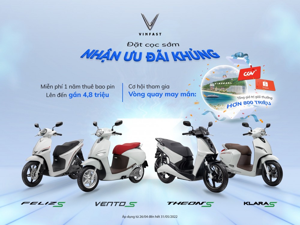 Nhận ưu đãi gần 5 triệu đồng khi đặt mua xe máy điện VinFast thế hệ mới