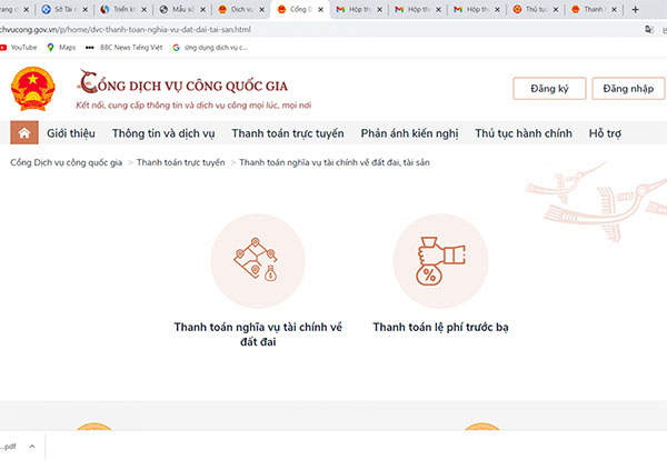 Thanh toán trực tuyến nghĩa vụ tài chính thủ tục đất đai - Nhiều tiện ích