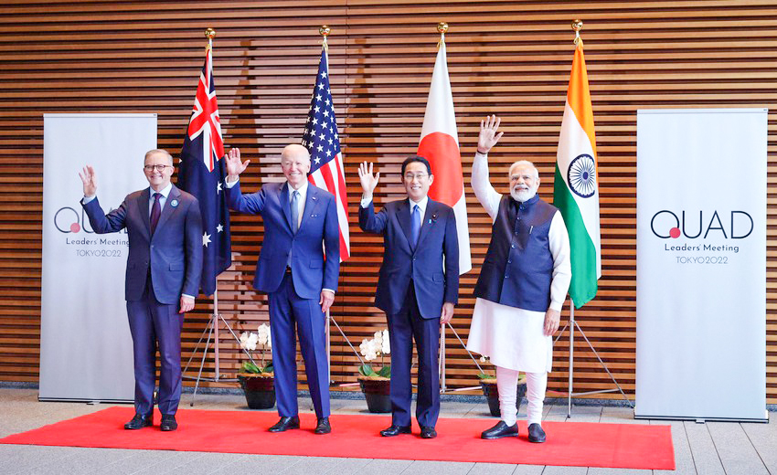 QUAD, BRICS chạy đua mở rộng 4 nhà lãnh đạo QUAD tham dự hội nghị thượng đỉnh tại Tokyo hôm 24-5. Ảnh: Reuters