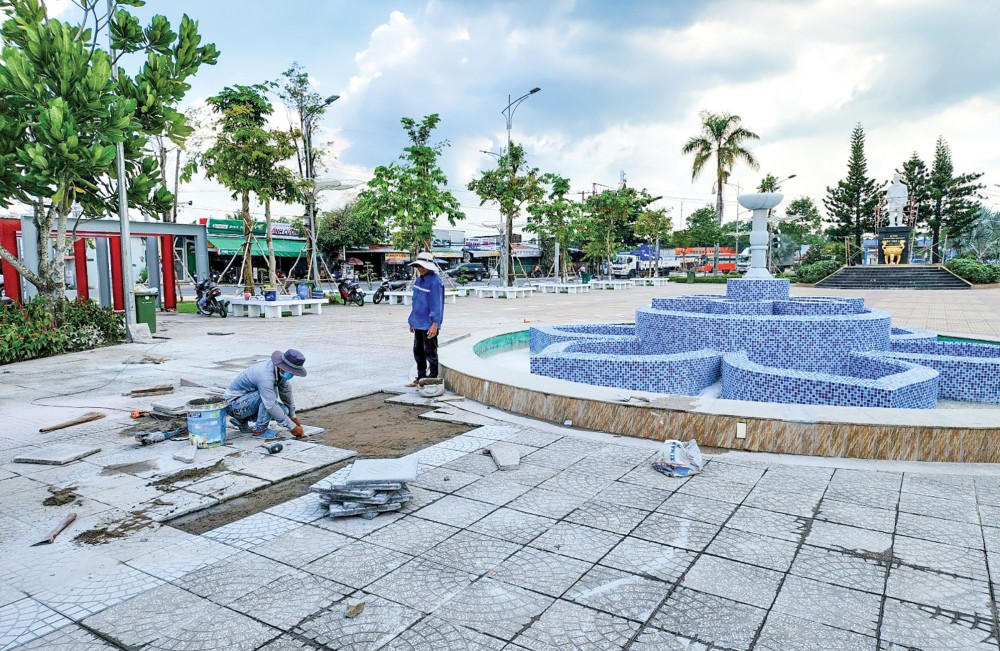 Công trình nâng cấp, sửa chữa công viên Châu Văn Liêm đảm bảo cảnh quan đô thị Ô Môn.
