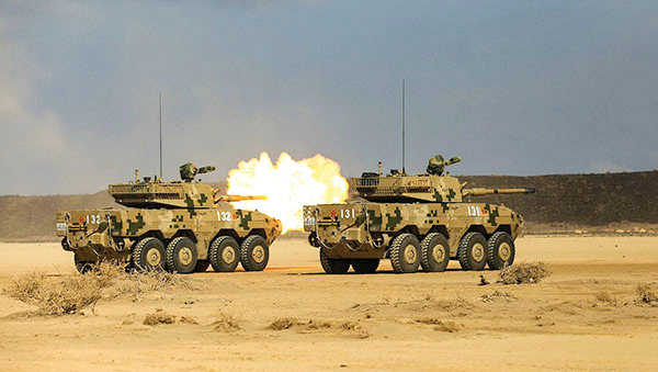 Quân đội Trung Quốc tập trận bắn đạn thật tại Djibouti. Ảnh: China Daily