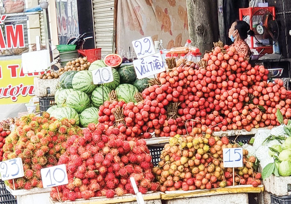Trái cây được bán tại một điểm kinh doanh ở đường Nguyễn Văn Linh, quận Ninh Kiều.