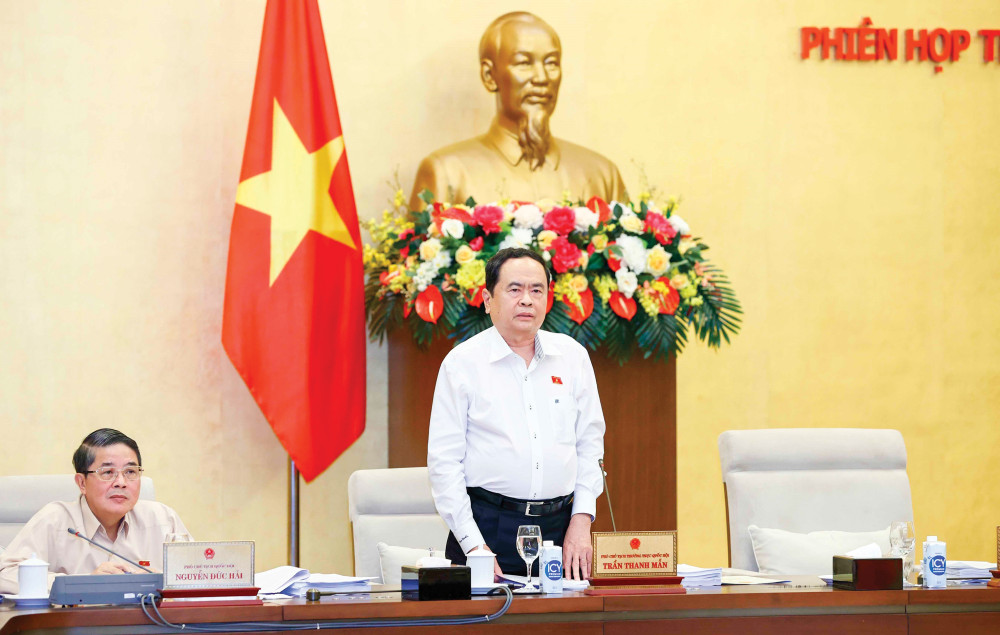 Xây dựng kế hoạch tài chính ngân sách cần đảm bảo tính khả thi Phó Chủ tịch Thường trực Quốc hội Trần Thanh Mẫn phát biểu. Ảnh: DOÃN TUẤN (TTXVN)