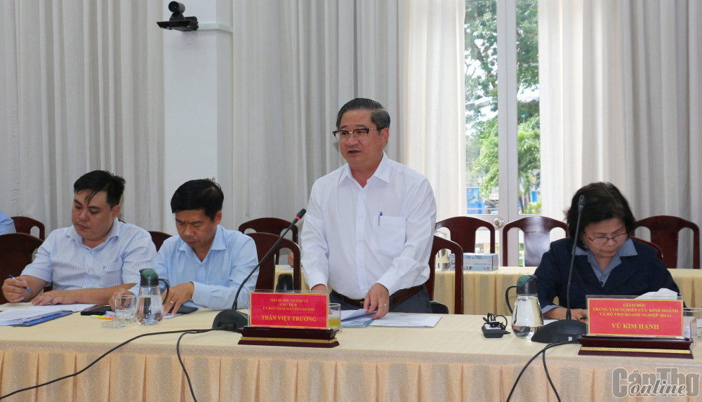 Ông Trần Việt Trường phát biểu tại cuộc họp.