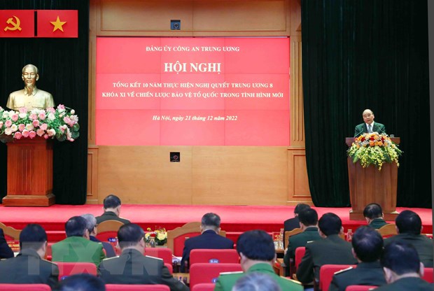 Chủ tịch nước Nguyễn Xuân Phúc phát biểu chỉ đạo. (Ảnh: Phạm Kiên/TTXVN)