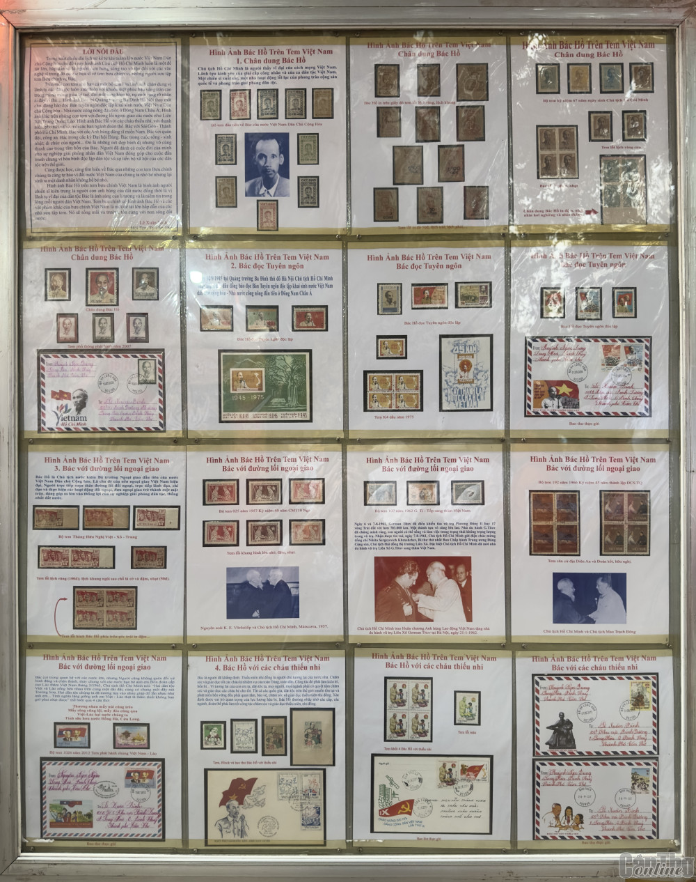 Trưng bày tem bưu chính tại sự kiện “Sắc xuân miệt vườn 2023” Bộ tem chủ đề về Đảng, Bác Hồ.