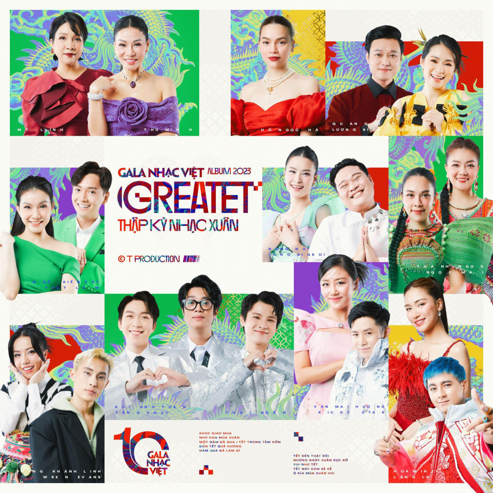 10 năm ngân vang khúc nhạc Xuân Poster album “2023: GreaTET - Thập kỷ nhạc xuân”. Ảnh: T Production