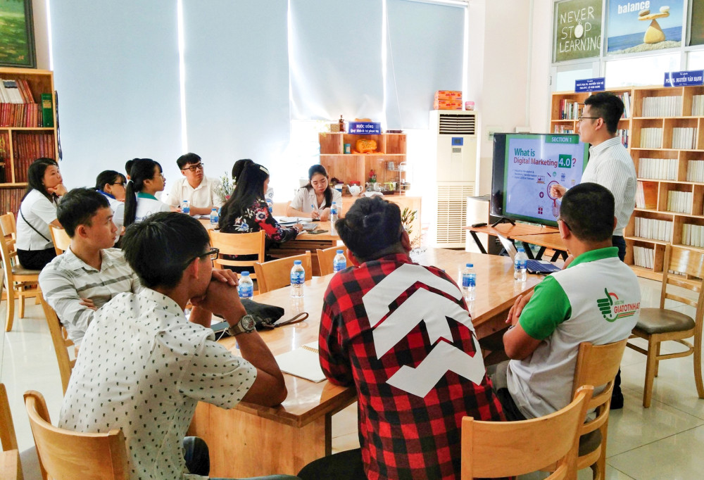 Một buổi chia sẻ về kỹ năng ICT của sinh viên Trường ĐH Đồng Tháp. Ảnh do trường cung cấp