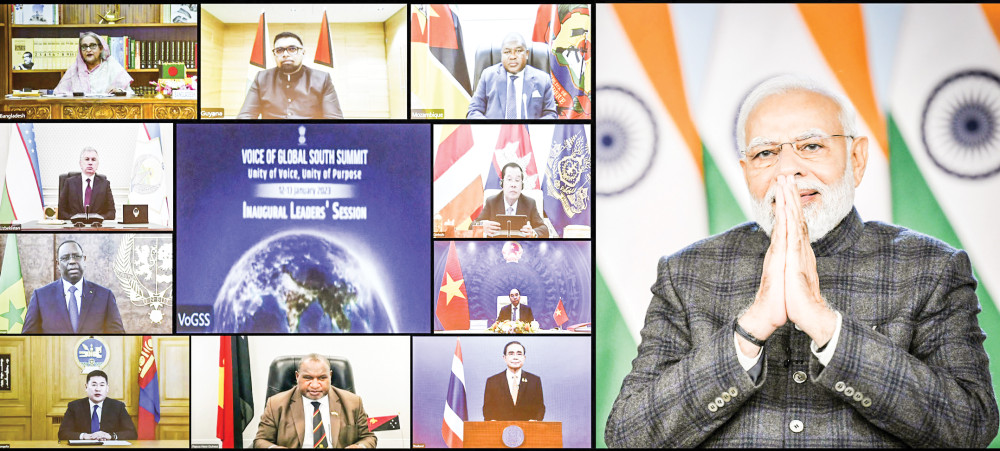 Thủ tướng Ấn Độ Modi (phải) tham dự hội nghị với lãnh đạo các nước. Ảnh: Reuters