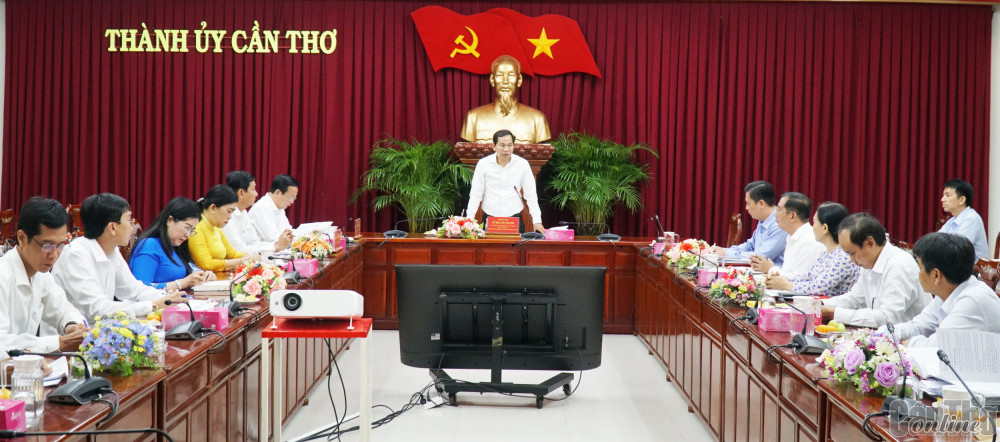 Đồng chí Lê Quang Mạnh phát biểu chỉ đạo tại buổi làm việc. Ảnh: ANH DŨNG