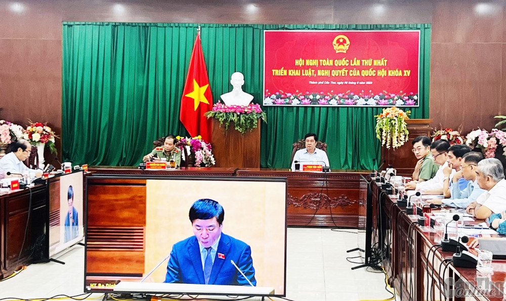 Các đại biểu dự hội nghị tại điểm cầu Cần Thơ. Ảnh: C.H