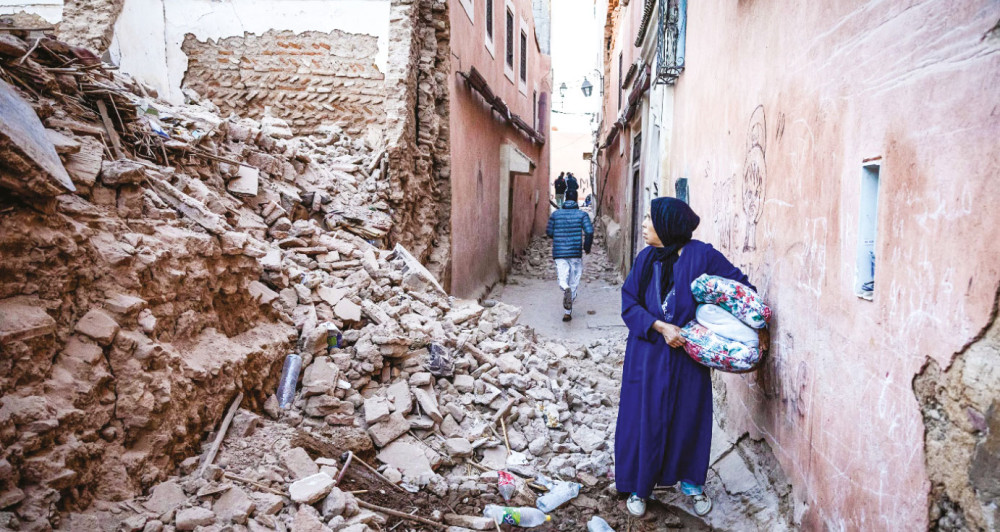 Một ngôi nhà đổ nát trong thảm họa động đất ở Maroc. Ảnh: AFP