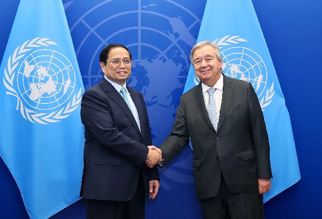 Thủ tướng Phạm Minh Chính gặp Tổng Thư ký LHQ
