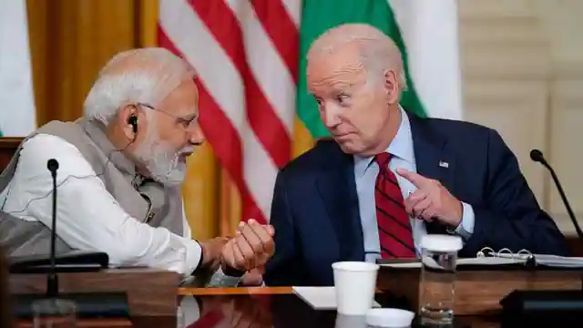 Thủ tướng Ấn Độ Narendra Modi (trái) và Tổng thống Mỹ Joe Biden trong cuộc gặp tại Nhà Trắng ngày 23-6. Ảnh: AP