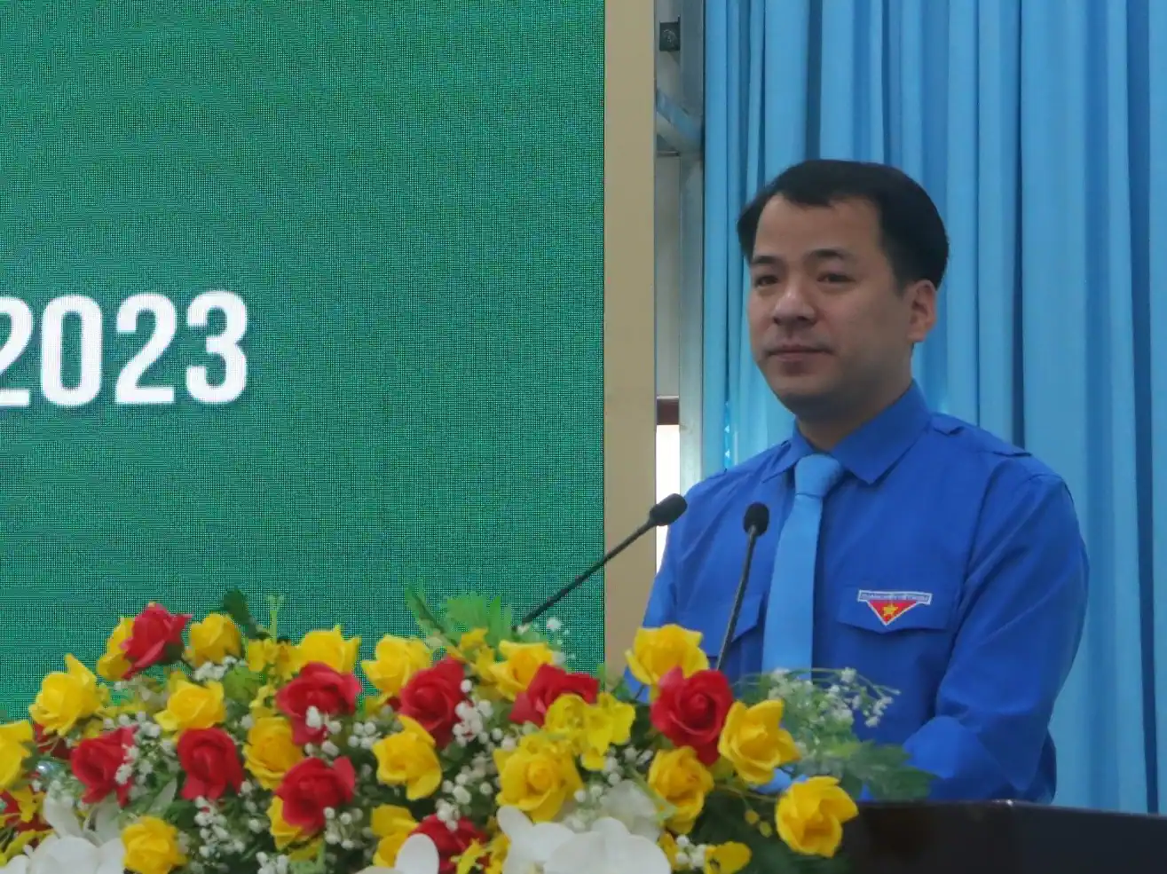 Anh Ngô Văn Cương, Bí thư Trung ương Đoàn, phát biểu khai mạc Chung kết cuộc thi.