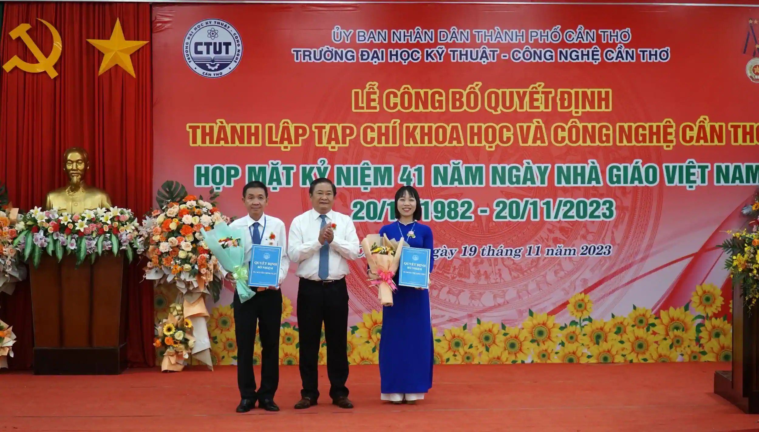 NGND.PGS.TS Huỳnh Thanh Nhã, Hiệu trưởng CTUT, trao quyết định bổ nhiệm Tổng Biên tập, Phó Tổng Biên tập Tạp chí Khoa học và Công nghệ Cần Thơ.