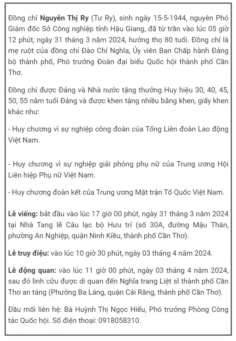 TIN BUỒN - Báo Cần Thơ Online