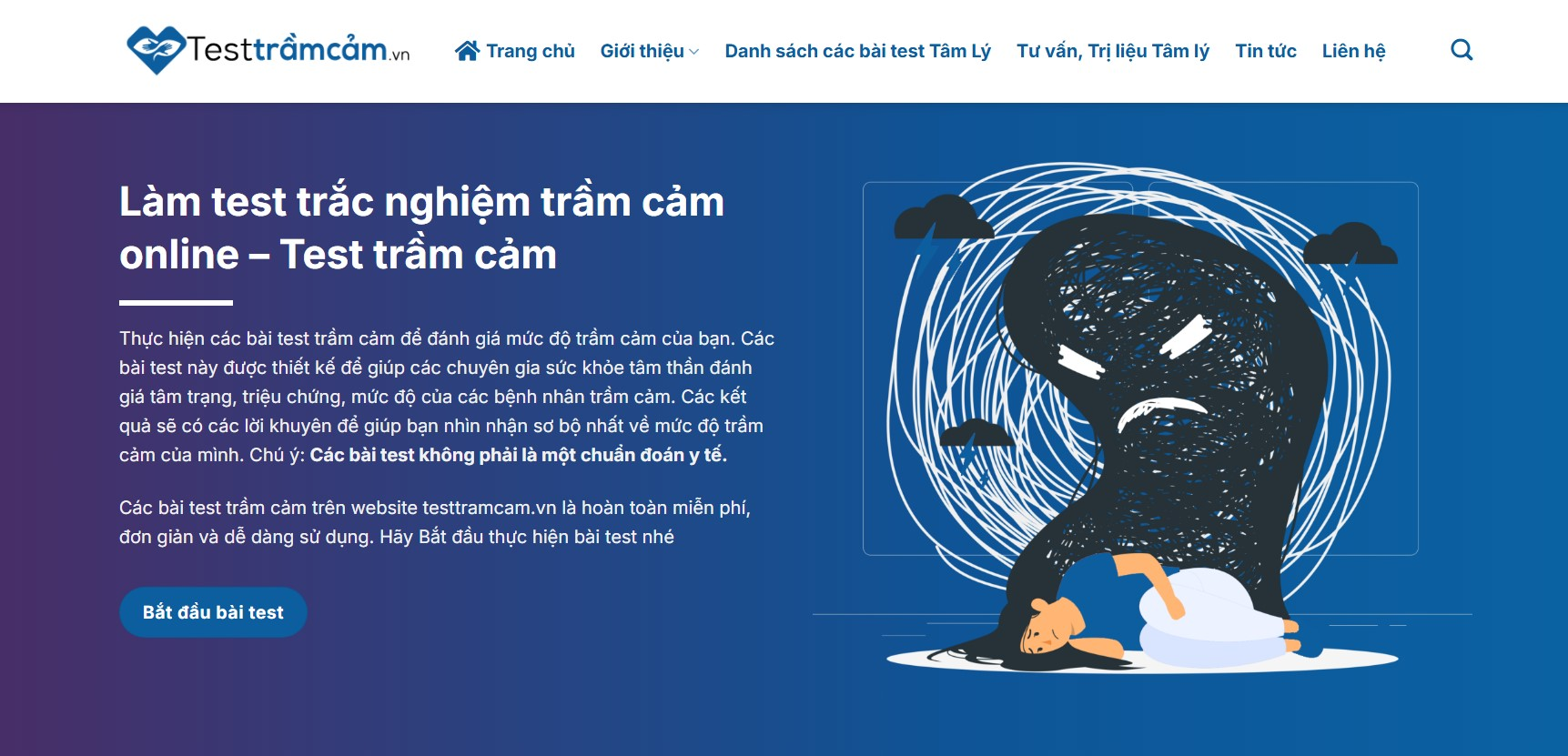 Làm bài test trắc nghiệm kiểm tra mức độ trầm cảm online miễn phí