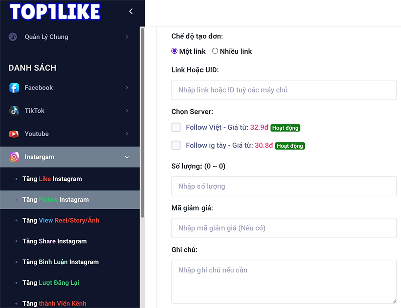 Top1like.com: Giải pháp tăng follow Instagram hiệu quả cho cá nhân, doanh nghiệp