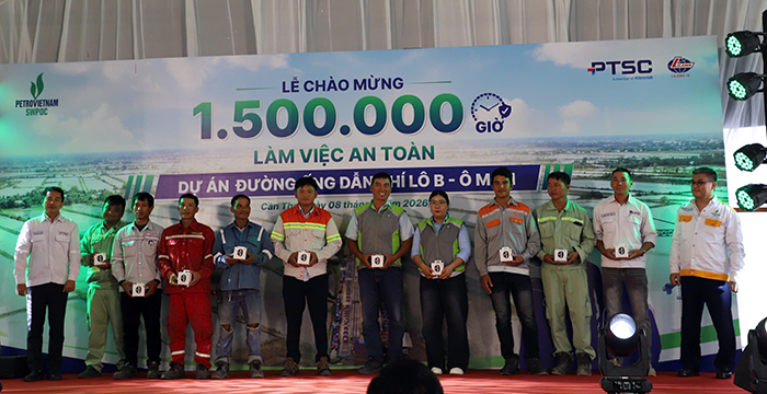 Dự án Đường ống dẫn khí Lô B - Ô Môn đạt cột mốc 1,5 triệu giờ làm việc an toàn