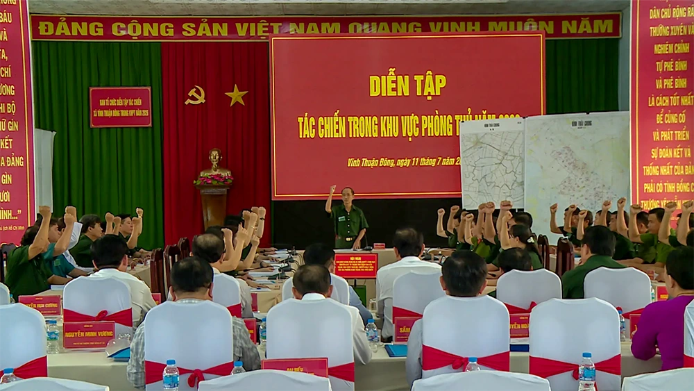 Diễn tập tác chiến trong khu vực phòng thủ xã Vĩnh Thuận Đông năm 2026