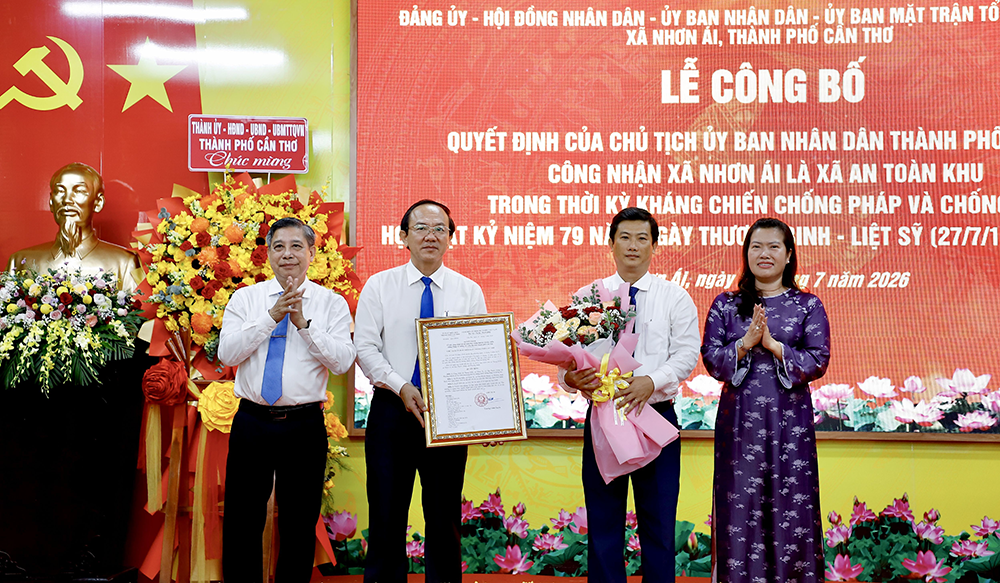 Công nhận xã Nhơn Ái là xã An toàn khu