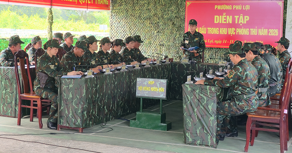 Phường Phú Lợi diễn tập chiến đấu trong khu vực phòng thủ năm 2026